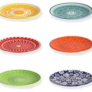 Annovero 6″ Porcelain Dessert Plates – Set of 6 Colorful