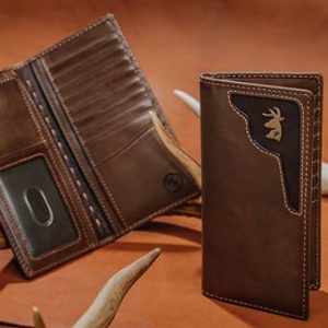 Men’s Deer Ornament Long Bifold Leather Rodeo Wallet