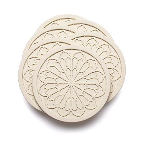 COASTERFIELD 6-Pack Silicone Coasters - 4" Cream - Image 4