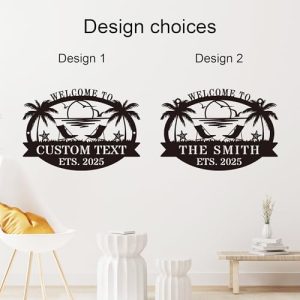 Personalized Coastal Metal Beach Sign – Custom Wall Decor