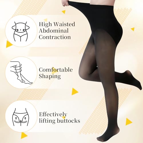 Delcast 2 Pairs Women's Fleece Lined Tights - Winter Warm - Image 2
