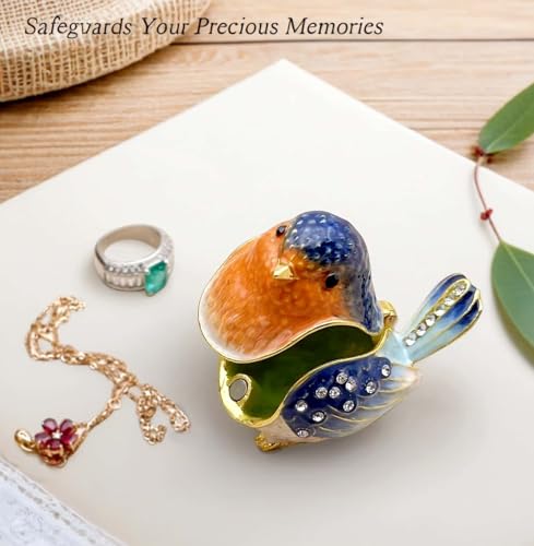 Robin Bird Hinged Trinket Box - Jewelry Organizer & Decor - Image 5