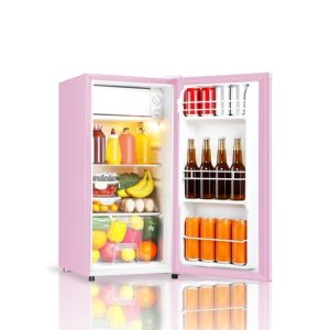 Seaoola 3.1 Cu.Ft Mini Fridge with Freezer – Pink, LED