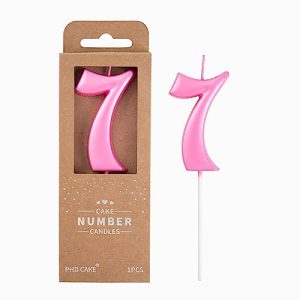 Elegant Pink Number 7 Birthday Cake Candle