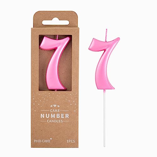 Elegant Pink Number 7 Birthday Cake Candle