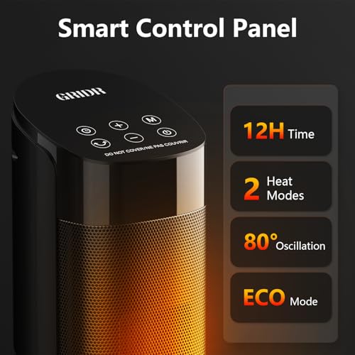 GRIDR 1500W Tower Heater - Remote, Thermostat & 12H Timer - Image 8