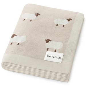 Bleu La La Luxury Cotton Baby Swaddle Blanket – Khaki Sheep