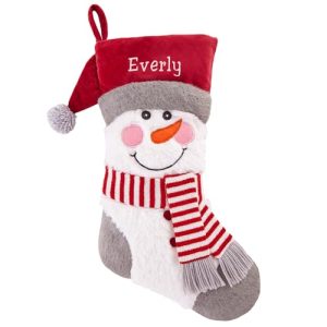 Personalized Christmas Stocking – Embroidered Snowman Decor