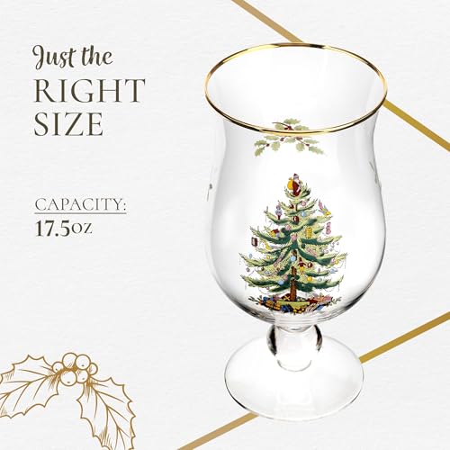 Spode Christmas Tree Gold-Rimmed Holiday Tulip Glasses Set - Image 7