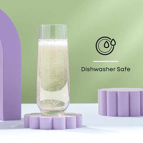 JoyJolt Milo Stemless Champagne Flutes Set - 8 Crystal Glasses - Image 5