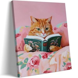 Funny Vintage Cats Framed Canvas Wall Art – Kids Room Decor