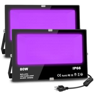 MELPO 80W Outdoor Blacklight Flood Light – 2 Pack Glow Party