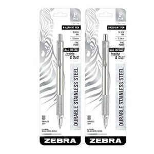 ZEBRA F-701 Stainless Steel Ballpoint Pen – 2 Pack
