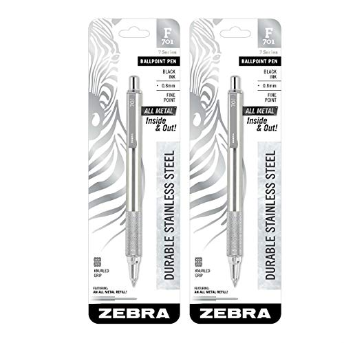 ZEBRA F-701 Stainless Steel Ballpoint Pen - 2 Pack