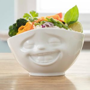 TASSEN XL Laughing Face Porcelain Bowl – 33 oz White