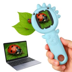 Kids 2-in-1 Microscope Camera – Blue Dinosaur Science Toy