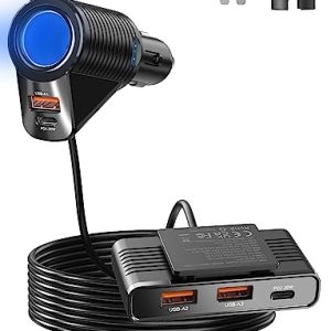 6-Port USB C Car Charger: QC3.0 & PD3.0 Fast Charging