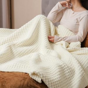 PHF Chenille Waffle Knit Blanket Twin – Plush, Warm & Cozy