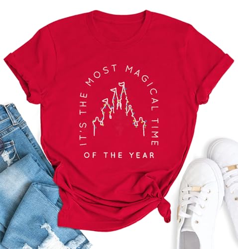 YZMI Magical Christmas Castle Light Tee - Santa Party Shirt