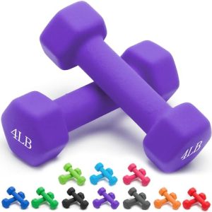 Portzon Neoprene Dumbbells – 1-15lb Set, Anti-Slip Hex