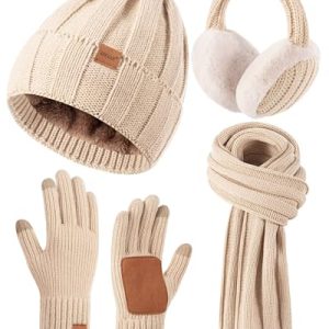 Women’s Winter 4-in-1 Warm Set: Hat, Gloves, Scarf, Earmuffs