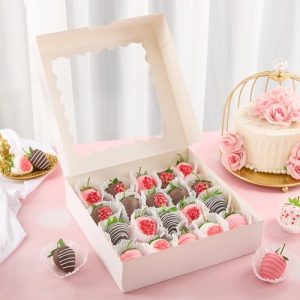 20-Pack White Auto-Popup Bakery Boxes with Window