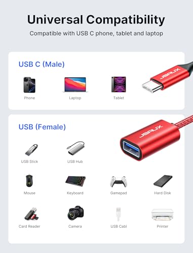 JSAUX USB C to USB 3.0 Adapter (2-Pack) - Red OTG Cable - Image 7