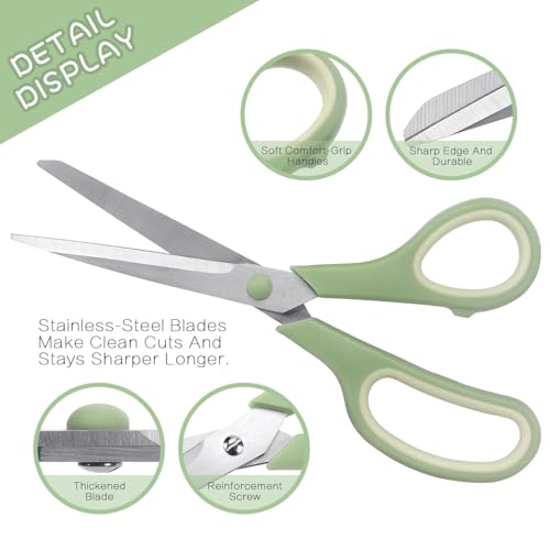 LONGKEY All-Purpose 8.5 Inch Scissors - 3 Pack Comfort-Grip - Image 4