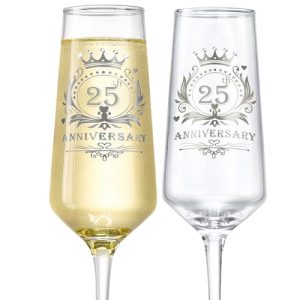 ROXBURGH 25th Anniversary Crystal Champagne Flutes Set