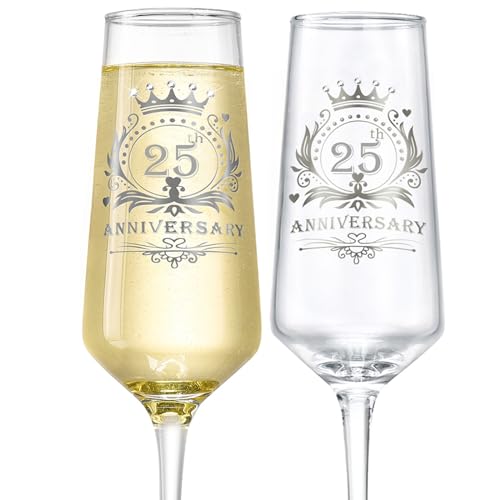 ROXBURGH 25th Anniversary Crystal Champagne Flutes Set