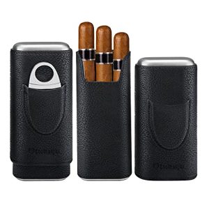 COOL KNIGHT Leather Cigar Case with Cutter – Travel Humidor