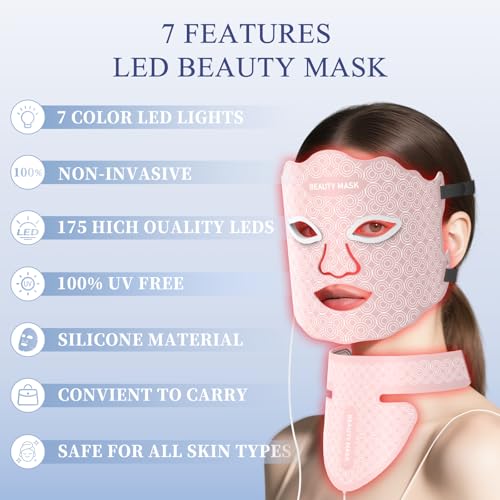 Fiogeo 7-Color LED Light Therapy Mask for Face & Neck - Image 3