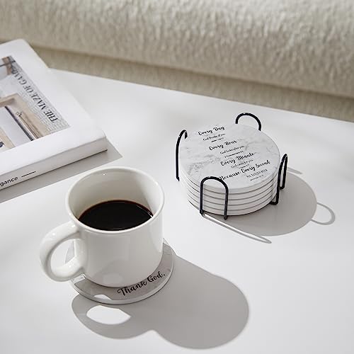 Hoomey Bible Verse Coasters - Set of 6 Ceramic & Cork - Image 5