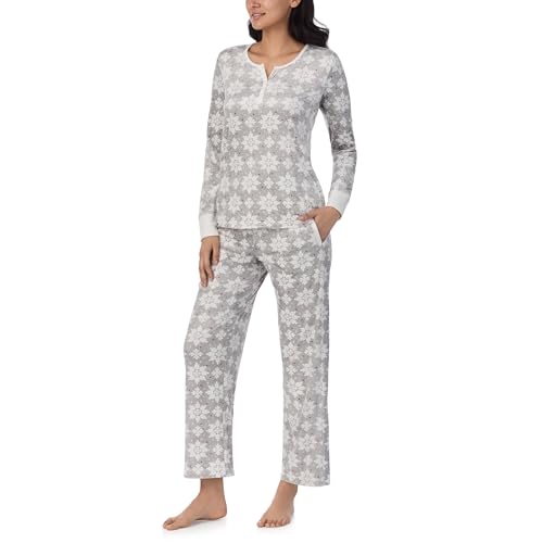 Nautica Women's Fleece Henley Pajama Set - Grey Snowflake - Image 2