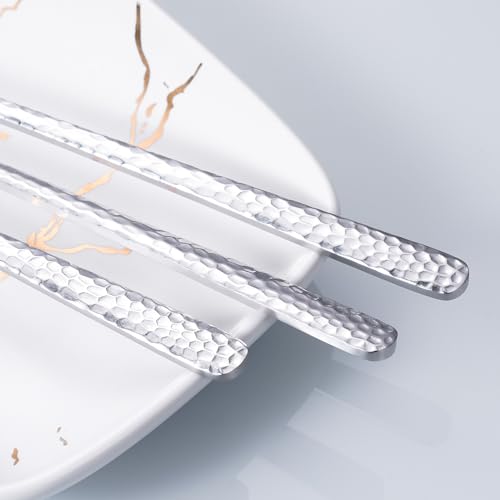 8.4" Hammered Long Handle Stainless Steel Spoons, Set of 6 - Image 5