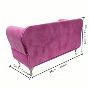 Dollhouse Miniatures: Velvet Sofa & Pink Jewelry Box Decor