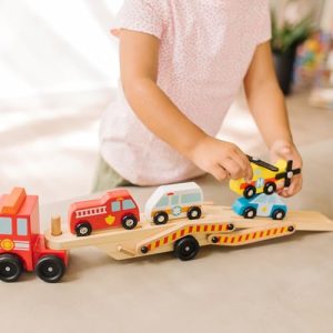 Melissa & Doug Wooden Emergency Vehicle Carrier Truck