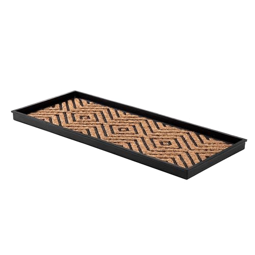 Anji Mountain 34.5" Black Coir & Rubber Boot Tray