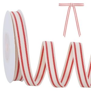 Red Striped Cotton Ribbon 3/8 Inch x 10 Yard – Craft & Decor