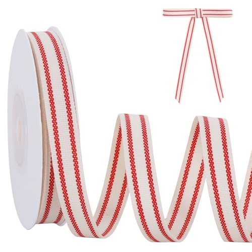 Red Striped Cotton Ribbon 3/8 Inch x 10 Yard - Craft & Decor