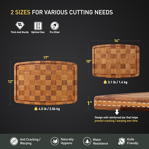 2-Pack Heavy Duty Bamboo Cutting Board Set - Non-Slip, Over Sink - Image 3