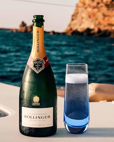 ColoVie Stemless Champagne Glasses Set of 6, Colored Flutes - Image 2