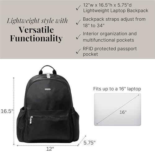 Baggallini Essential 16" Laptop Backpack | Lightweight Travel - Image 3
