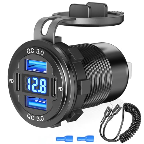 12V USB C Car Charger: 78W 4-Port PD30W & QC18W Adapter