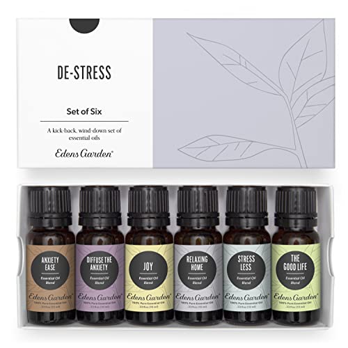 Edens Garden De-Stress 6 Essential Oil Set - Relaxation Blends