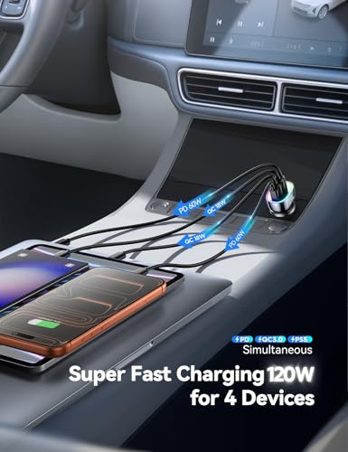 120W Dual PD USB-C Car Charger for iPhone & Galaxy Fast Charge - Image 4