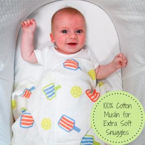 LollyBanks 100% Cotton Muslin Baby Swaddle Blanket – Pickleball Print