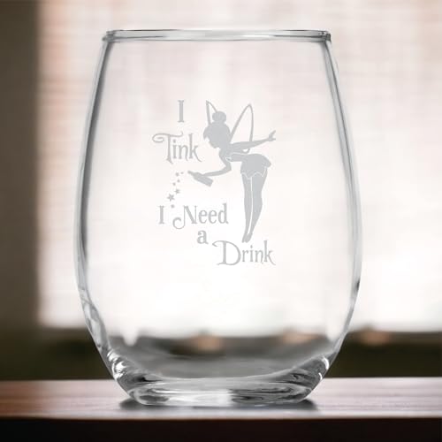 "I Tink I Need a Drink" Tinkerbell 15oz Wine Glass - Image 2