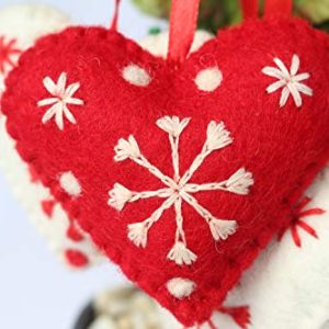 Handmade Wool Heart Ornaments Set of 4 – Eco-Friendly Decor