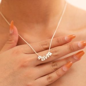 Custom Bubble Name Necklace – Gold Plated 3D Letter Jewelry